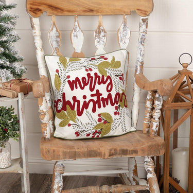 Merry Christmas Wreath Pillow 18